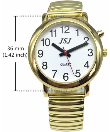 English Talking Watch for Blind People or The Elderly and Visually Impaired People wi th Alarm of Quartz Talking Date and Time Golden Color White Face - Buy Online on SooperMarket.com