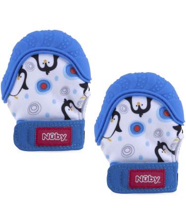 Nuby Soothing Teething Mitten with Hygienic Travel Bag Blue 2 Count 2 Count Blue