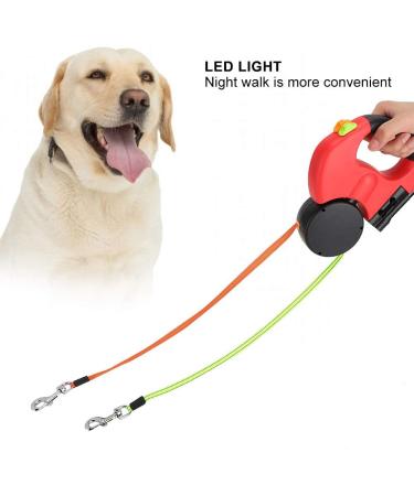 3M Double Retractable Dog Leash with LED Light - Flexible Roller Leash for Two Dogs (Red) | International Shipping Available - Buy Online on SooperMarket.com