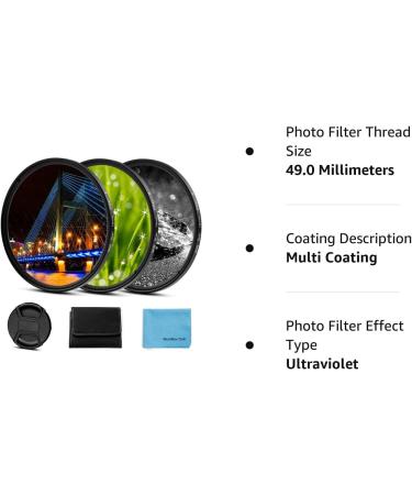 49mm Star Filter Set (4-Point, 6-Point, 8-Point) with Lens Cap for Nikon, Sony, Olympus DSLR Cameras - Buy Online on SooperMarket.com