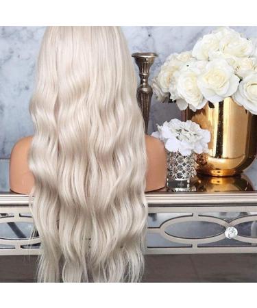 BGHJUE Platinum Blonde Wig 26 - Synthetic Lace Front Wig with Baby Hair | Glueless Heat Resistant Wigs for Women - Buy Online on SooperMarket.com
