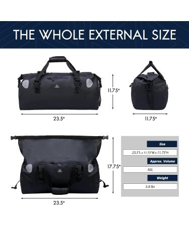 Haimont Waterproof 70L Roll-top Dry Duffel Bag with Quick-fixed Straps - Ideal for Motorcycling, Rafting, Boating, SUP, Kayaking, and Travel - Black - Buy Online on SooperMarket.com