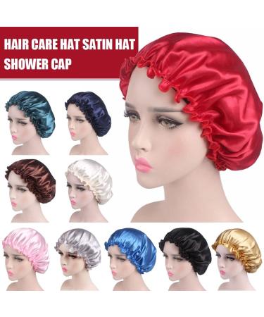 Women Satin Silk Sleeping Hat - Black Shower Cap for Lady Night Hair Care - Buy Online on SooperMarket.com