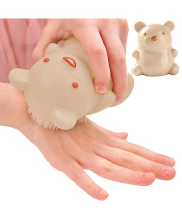 Shitafe Bear Finger Nail Brush | Cute Bear Cleaning Nail Brush | Easy To Grasp Gentle Bristles Nail Brush For Cleaning Fingernails Men And Women Beige