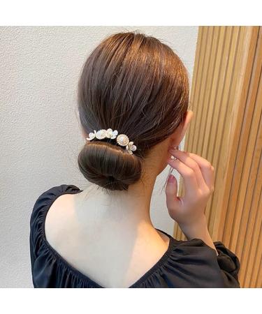 4Pcs Magic Hair Bun Maker with Pearl and Flower Foam Sponge - DIY Hair Styling Tool for Women and Girls - Buy Online on SooperMarket.com
