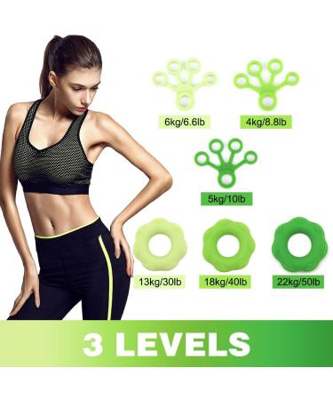 Autuwt Finger Trainer 6-Set | Hand Grip Strengthener & Muscle Trainer | Improve Grip & Hand Strength - Green - Buy Online on SooperMarket.com