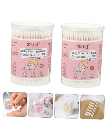 Organic Cotton Baby Swabs - Beavorty 2 Boxes - 7.3X0.4X0.4CM - White - Household Cleaning Tool for Baby and Home - Buy Online on SooperMarket.com