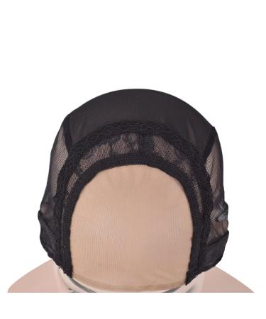 Buy 2-Pack 4x4 Inch U-Part Swiss Tip Wig Caps - Adjustable Straps for Wig Production | Medium Black (54cm) - Buy Online on SooperMarket.com