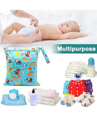 HOTLIKE 2Pcs Waterproof Reusable Wet Bag | Cloth Diaper Organizer for Daycare, Travel, Beach | Double Zipper Storage Bag - Blue - Buy Online on SooperMarket.com