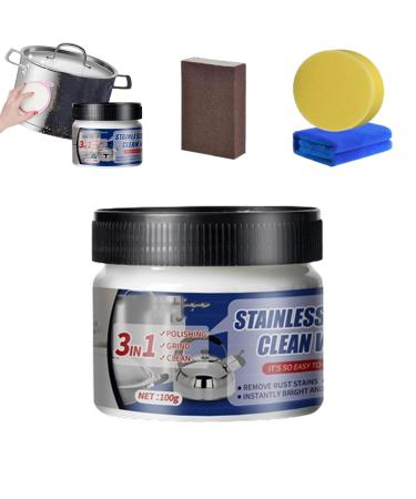 Stainless Steel Clean Wax Magical Nano-Technology Stainless Steel Cleaning Paste Magical Nano Cleaning Paste Stainless Steel Wax Cleaner Surface Safe No Residue (B-1PC)