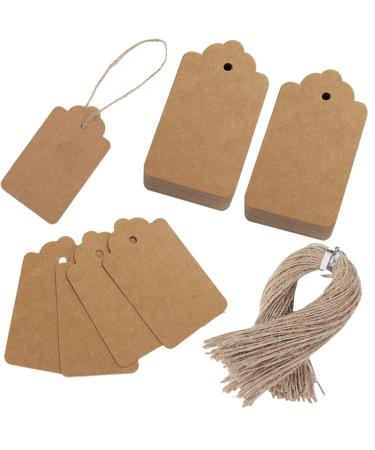 SallyFashion Kraft Paper Tags, 600 PCS Craft Hang Tags with Free 600 PCS Natural Jute Twine for Gifts Arts and Crafts Wedding Holiday 600 Brown