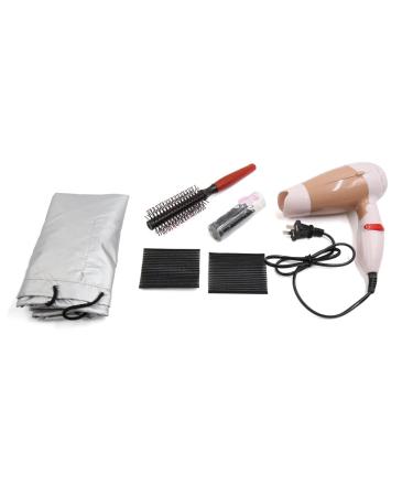 Ruilogod Universal Mini Foldable Hair Dryer Quick Drying Cap Wash Bag Combing Tool Kit