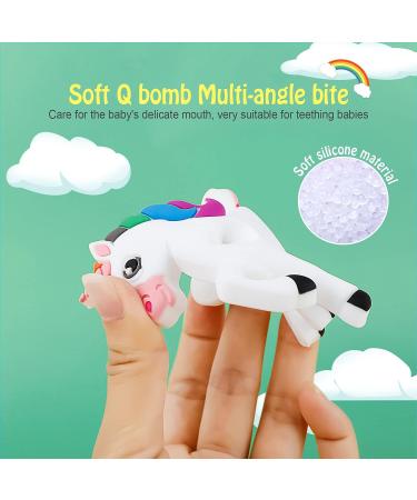 HAOBAOBEI Infant Unicorn Teether Toy - Natural Organic Silicone Teething Toy for Infants and Toddlers - Freezer Safe - White (1 Pack) - Buy Online on SooperMarket.com