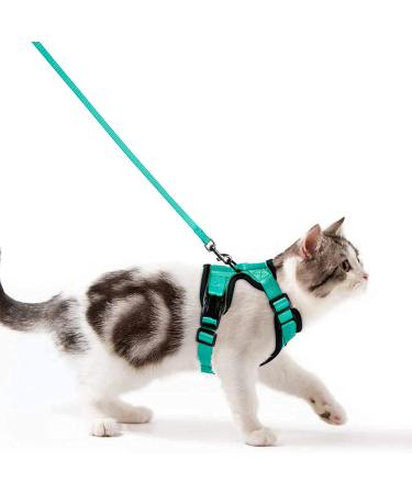 Cat dishes with a leash breakproof cat leash set adjustable soft kitten vest with reflective stripes breast dishes for small kittens (green s) green s