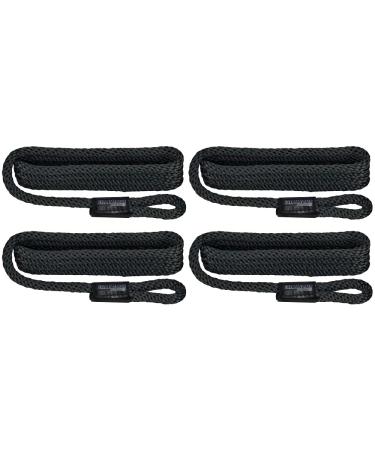 Extreme Max 3006.3363 BoatTector Solid Braid MFP Fender Line Value 4-Pack - 3/8" x 5', Black Black Value 4-Pack