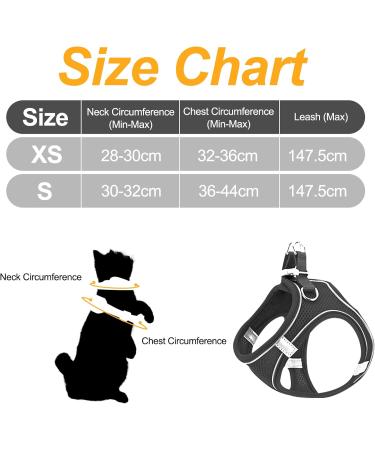 Frevoitna Adjustable Cat Dishes & Leash Set - Outbreak-Proof Harness Breathable Design Perfect for Walks (Black Small) - Buy Online on SooperMarket.com