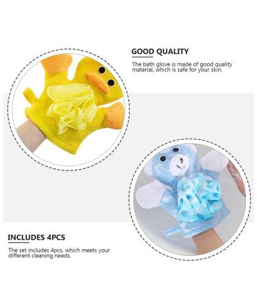 EXCEART 4pcs Kids Wash Gloves Bath Sponge Mitt Set - Children's Puppet Shower Loofah Gloves - Buy Online on SooperMarket.com