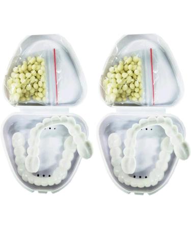 Derlen False Teeth Temporary Repair Kit - 2 Pairs of Top & Bottom Lightening Dentures for Men & Women | Easy-to-Use Braces - Buy Online on SooperMarket.com