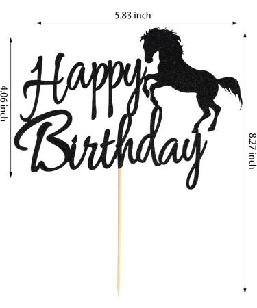 Arthsdite Horse Happy Birthday Cake Topper Horse Racing Theme Birthday Party Decoration for Boys Girls Men Women Kids Birthday Party Decoration Supplies-Black Glitter - Buy Online on SooperMarket.com