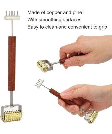 Double Head Face Massage Roller with Copper Wooden Handle | Promote Circulation & Skin Health | Acupoint Pressing Tool for Spa-Like Relaxation - Buy Online on SooperMarket.com