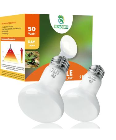 REPTI HOME Reptile Heat Lamp 2 Pack 50W Reptile Heat Lamp Bulbs Amphibian Terrarium Basking Spot Lamp for Reptile Bearded Dragon Lizard Turtle Snake
