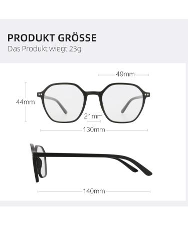 ZENOTTIC Blue Light Blocking Glasses - Hexagonal Frames for Men & Women | Anti Blue Ray Computer Glasses - Black 2.5x - Buy Online on SooperMarket.com