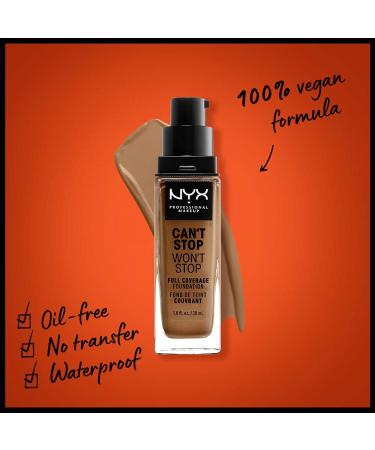 Nyx Can't Stop Won't Stop Full Coverage Foundation Nutmeg 16.5 - Long-Lasting Waterproof Matte Vegan Formula - Buy Online on SooperMarket.com