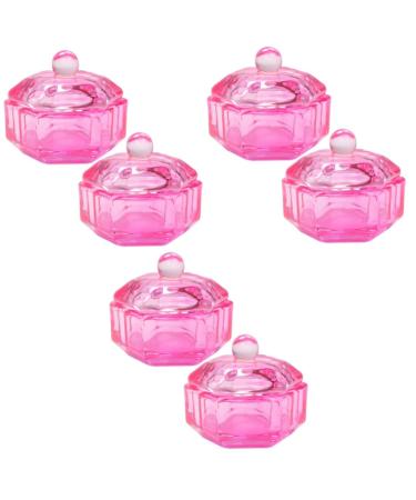 FRCOLOR 6 Pcs Drill Bits for Nails Nail Cleaner Acrylic Liquid Holder Dappen Dish Novelty Toilet Paper Cuticle Bit for Nail Drill Monomer Dish with Lid Glass Pink With Cover Nail Supplies 4.3x4.3cmx3pcs Pinkx3pcs