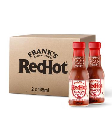 Frank's RedHot Smoked Chipotle Craft Hot Sauce 135 ML | Pack of 2 | Use as Condiment | For Veg & Non-Veg Cuisine | Perfect for Steak Hot Dogs and Hamburgers | No Artificial Colourings or Flavourings 135 ml (Pack of 2)