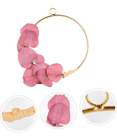 Cabilock Wrought Iron Gate Hanging Wreath Emblems Simulation Garland Hanging Garland Wall Decoration Door Rosy 20x20cm - Buy Online on SooperMarket.com