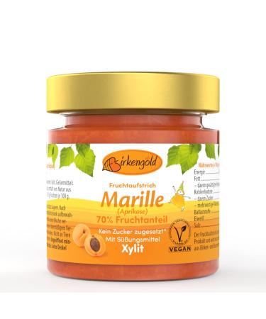 Birch gold apricot jade 200 g |Apricotes fruit spread without added sugar |sweetened with European xylitol70 % fruit content |With organic fruits |Vegan Marille 200 g (1 Pack)