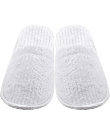 Frcctre 20 Pairs White Disposable Spa Slippers - Soft Coral Fleece, Non-Slip, Comfortable - Ideal for Travel, Guests, Hotel, Home, Salon - Men and Women - Buy Online on SooperMarket.com