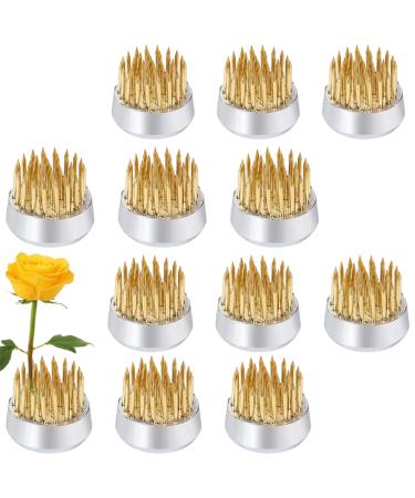 12PCS Round Flower Frog  Floral Pin Frog Japanese Flower Frogs for Arrangements Flower Arranging Tools Frog Flower Holder for Flower Arrangement  Plant Fixation  Plant Decoration  Gold