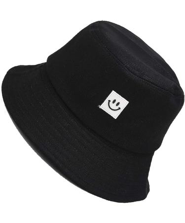 MaxNova Reversible Bucket Hats 2 Pack - Women's Sun Beach Hat with Flower Embroidery - White/Black Smiley Face Design - Buy Online on SooperMarket.com
