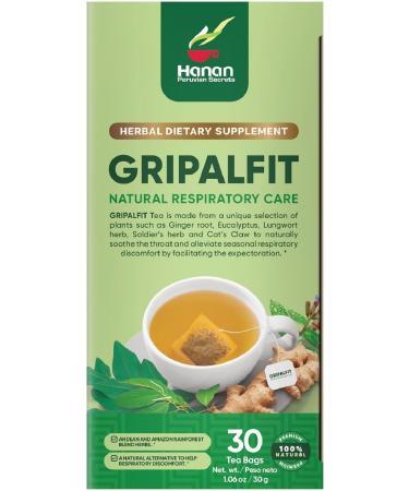 Gripalfit Respiratory Blend - Eucalyptus Leaves (Hojas de Eucalipto) Ginger (Jengibre) Cat's Claw (U a de Gato) Lungwort (Pulmonaria) Soldier's Herb (Matico) - 30 Tea Bags of Herbal Tea from Peru - Buy Online on SooperMarket.com