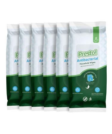 Amazon brand: Presto!Biologically degradable antibacterial multi -purpose wipes for the household unparked 252 pieces (6 packs with 42)