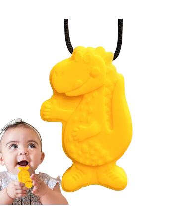 Buy Bexdug Yellow Sensory Chewing Chain - Creative Dinosaur-Shaped Silicone Fidget Toy for Kids | Portable Bite Chain for Sensory Relief - Buy Online on SooperMarket.com
