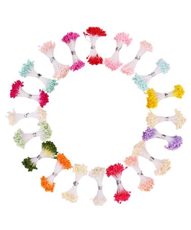 DECORA 20 Bundles 1700 Pieces Assorted Color 3mm Pearl Flower Stamen for Card Making Decoratiaon Warm