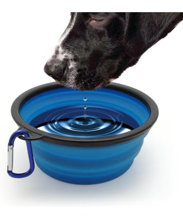 iGadgitz Home Large Foldable Travel Silicone Dog Bowl Food Water Feeding Portable Dish for Pet (Blue) - Buy Online on SooperMarket.com