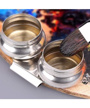 Stainless Steel Double Dipper Palette Cup - Large Size with Screw Hat for Turpentine and Paint Megilp - Buy Online on SooperMarket.com