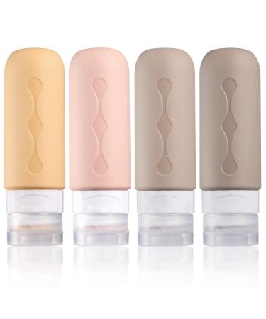 Gemice Travel Bottles for Toiletries Tsa Approved Travel Size Containers BPA Free Leak Proof Travel Tubs Refillable Liquid Travel Accessories for Cometic Shampoo and Lotion Soap Apricot