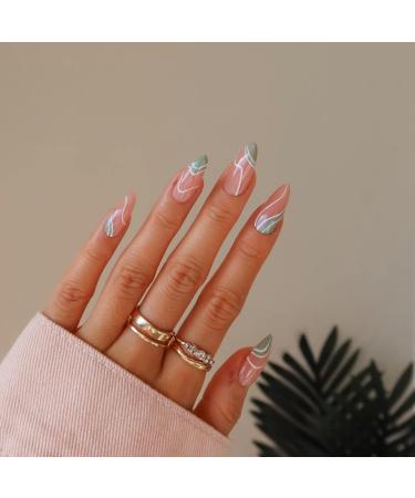 6 Packs Almond Design Press On Nails - 144 Pcs Medium Fake Nails for Women and Girls - Buy Online on SooperMarket.com