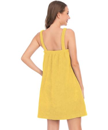 Veseacky Women's Bath Towel with Pocket | Adjustable Bathrobe & Face Band S-3XL | Yellow Medium - Shop Now! - Buy Online on SooperMarket.com