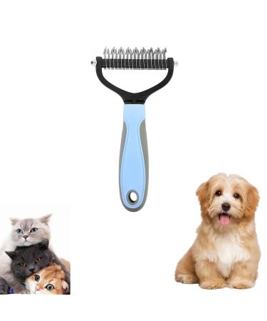 Dematting Comb for Dogs Dog Grooming Comb Cat Comb for Long Haired Cats Dematting Tools for Dogs 9 * 17.5cm Tool for Dogs Deshedding Tool for Dogs Dematting Comb for Cats (Blue)