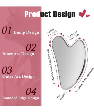 SUS304 Stainless Steel Gua Sha Facial Tool | Heart Shape Scraping Massage for Face Eye & Neck | Smooth SPA Therapy - Buy Online on SooperMarket.com