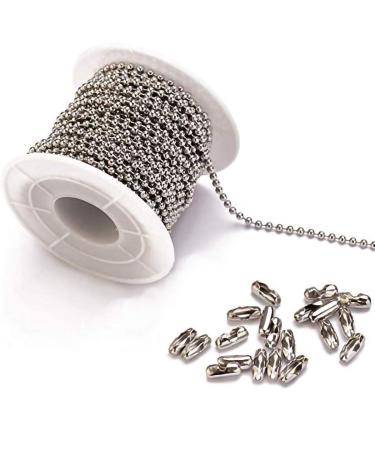 Tiparts 30 Feet Stainless Steel Ball Chains Necklace with 20pcs Connectors Clasps,Silver Bead Chain Sets (Chain Width 2.4mm+20pcs connectors) Silver Chain Width 2.4mm+20pcs connectors