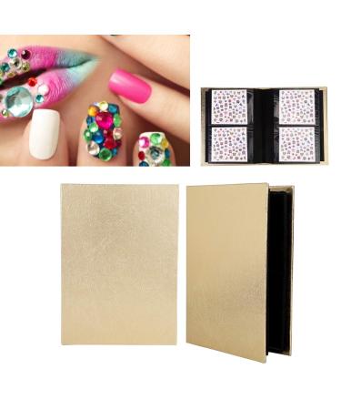 30 Pages Nail Sticker Collection Albums Folding Storage Book Organizer Tool Color Chart Salon Nail Display Tool(Gold)