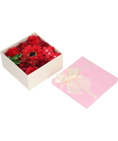 Simulation Flower Bath Soap Women Exquisite Flower Soap Gift Box for Birthday Valentines Day Christmas for Her Women Teens Girls Mom Birthdays (Red) - Buy Online on SooperMarket.com