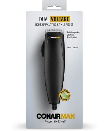 ConairMAN Dual Voltage Hair Clippers for Men - 12-Piece Travel Set Great for International Use - Buy Online on SooperMarket.com