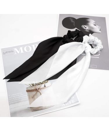Funlovin 2-in-1 Scrunchies Scarf Hair Ribbon Ties - 6pcs Vintage Ponytail Scarves Scrunchie Set for Women - Buy Online on SooperMarket.com
